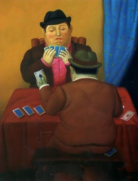 Fernando Botero Painting - Los jugadores de cartas Fernando Botero
